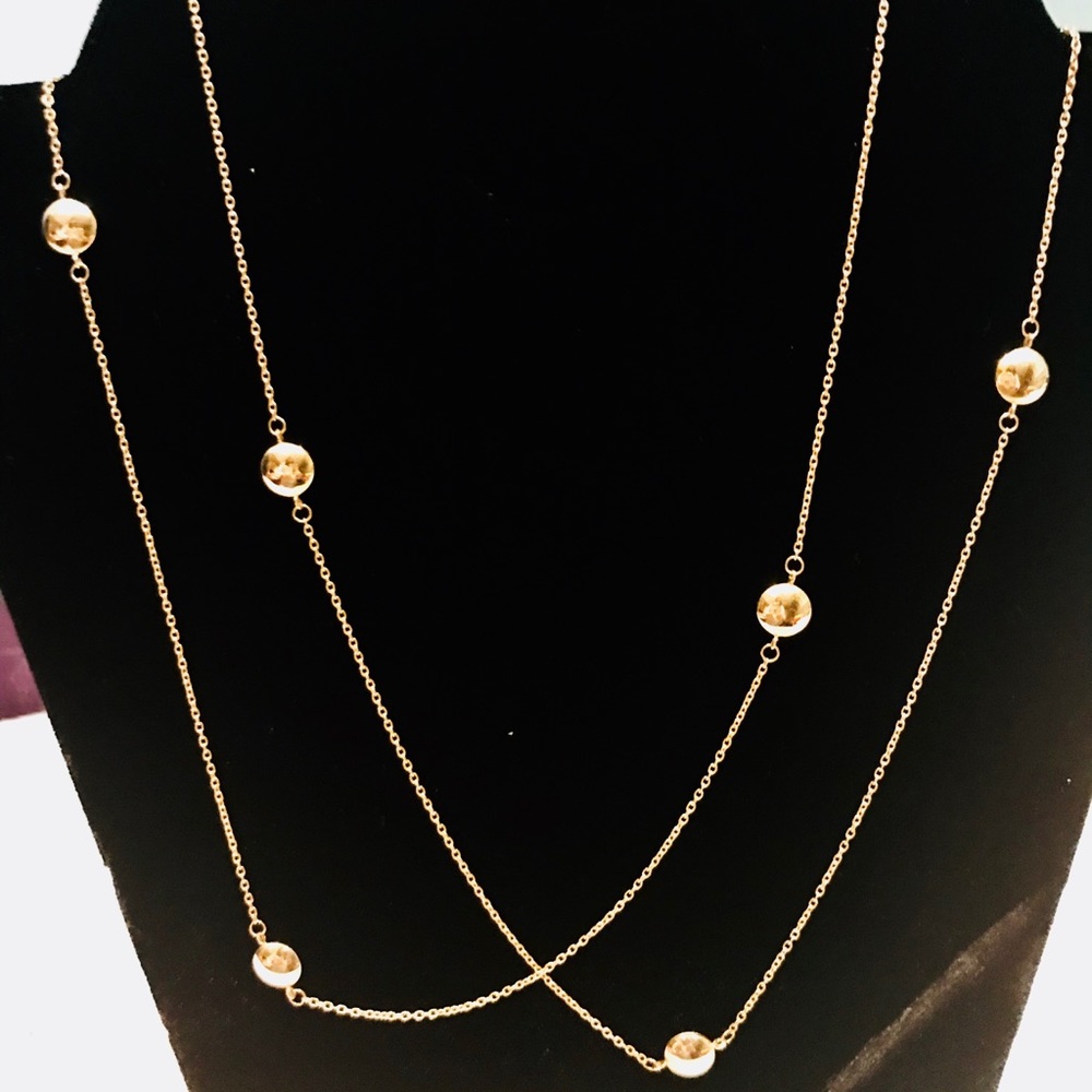 NWOT 14K Solid YG 8 Stations Necklace.